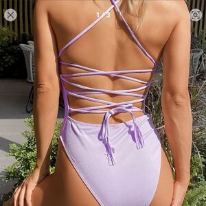 🔥🪻OUT OF STOCK!! HOT Lavender One Piece Swimsuit with Corseted Back - Medium